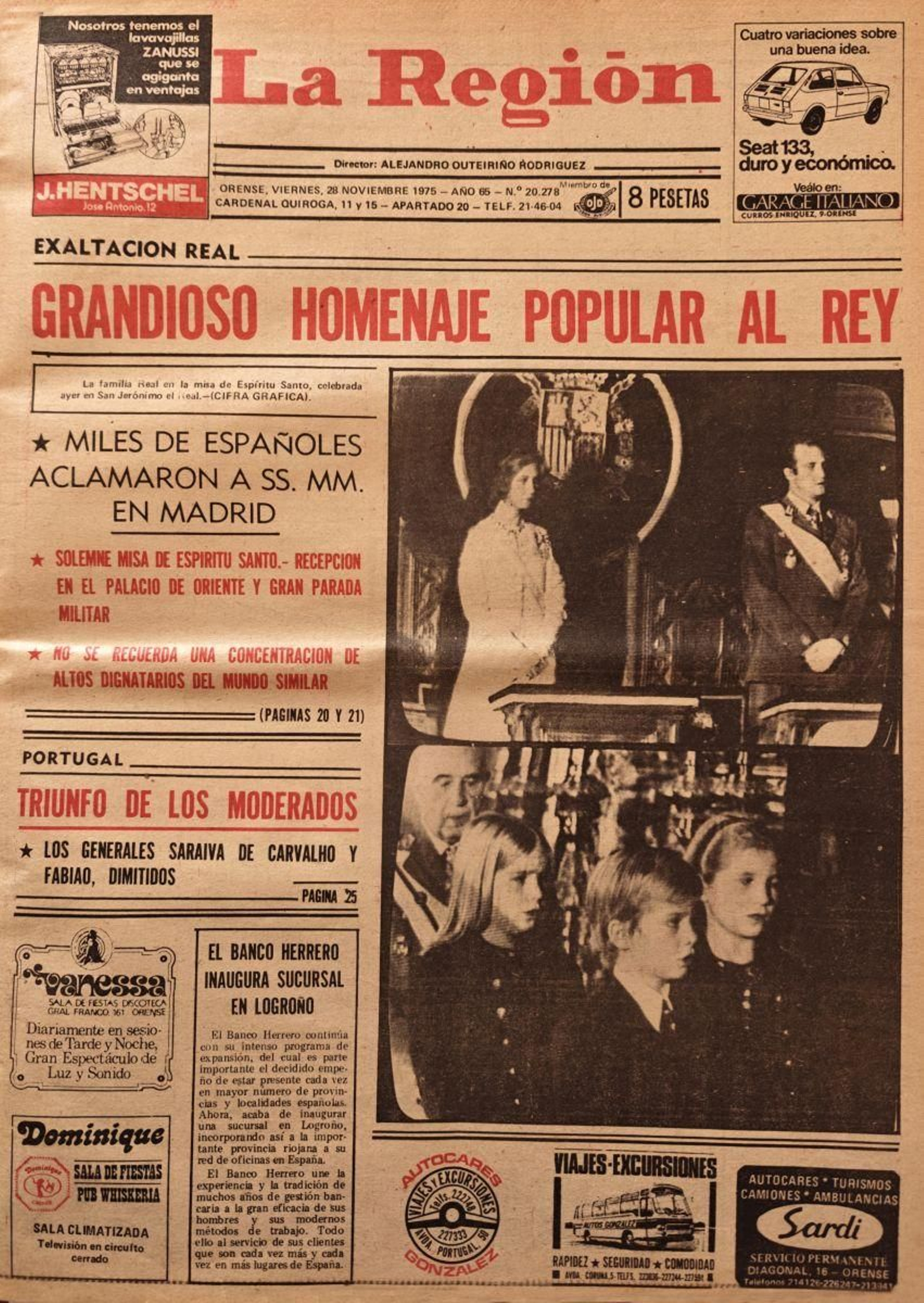 Los titulares de La Región del 28 de noviembre de 1975