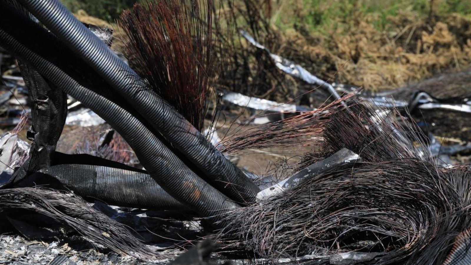 El cobre hallado estaba medio quemado.