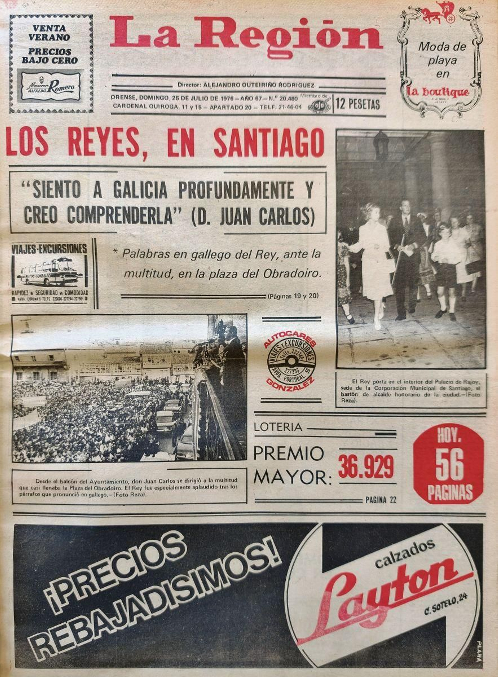 Primera página del 25 de julio de 1976.
