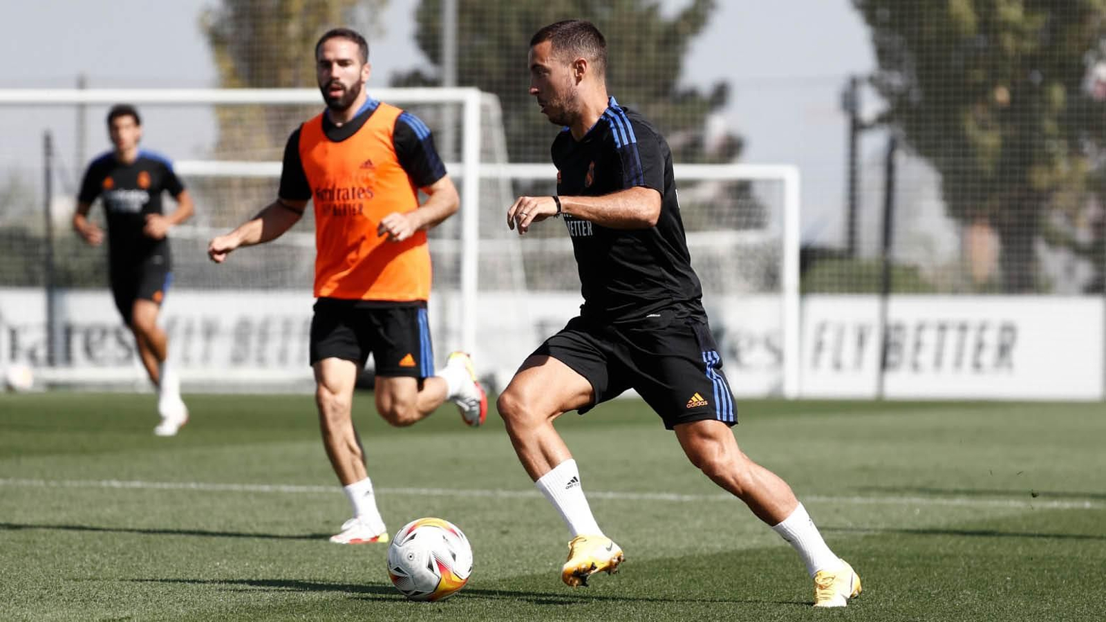 Eden Harzard, en un entrenamiento de esta semana con el Real Madrid.