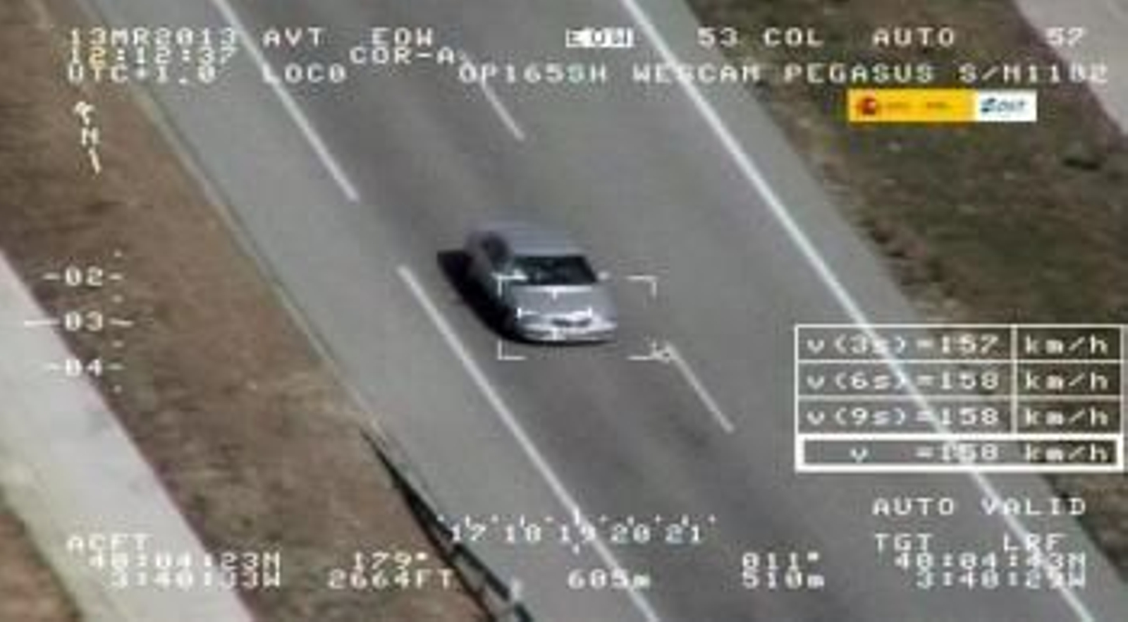 Imagen facilitada por la Dirección General de Tráfico (DGT) y captada por 'Pegasus'