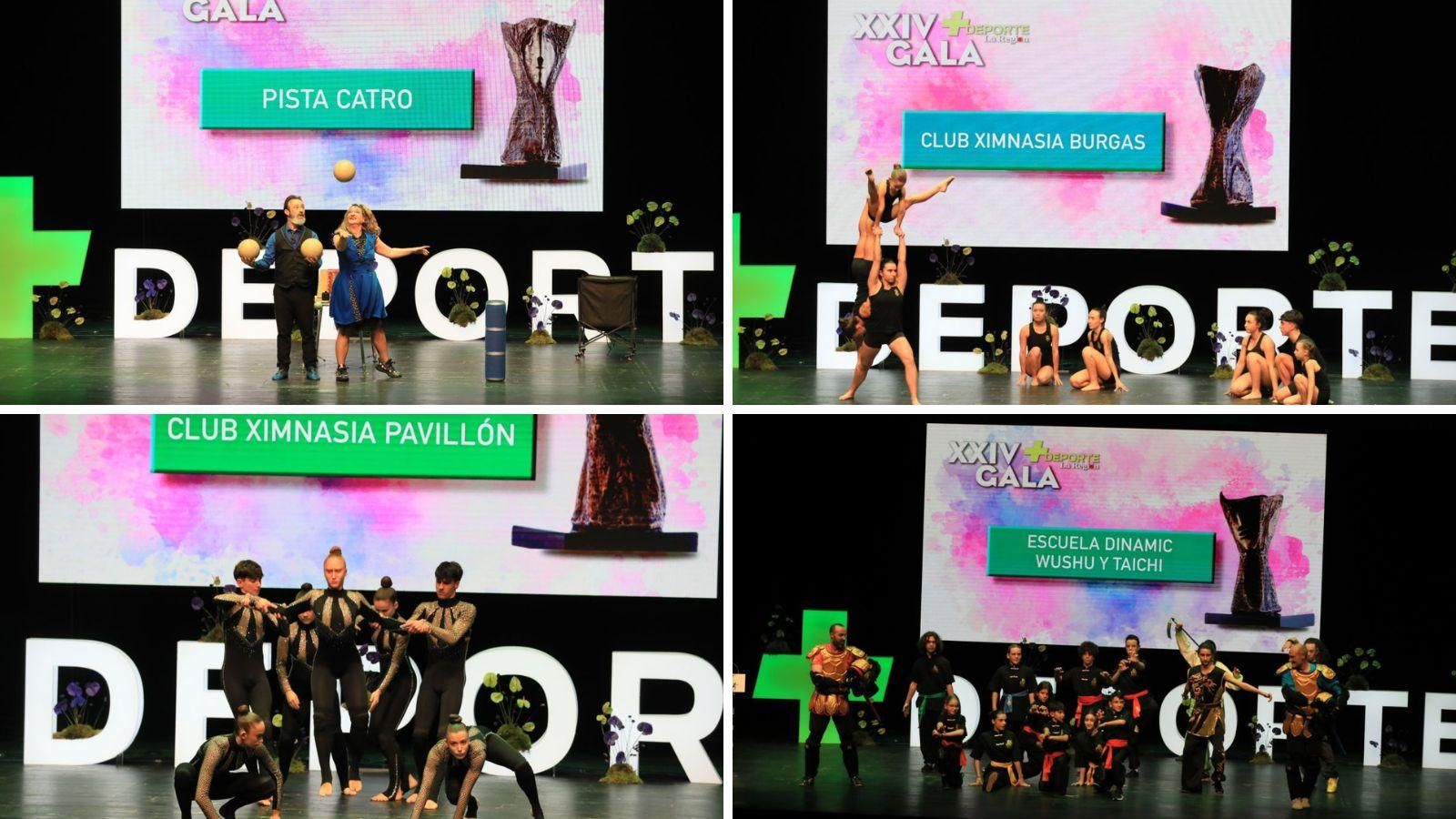 Pistacatro, Club Ximnasia Burga, Club Ximnasia Pavillón y Escuela Dinámic, fueron los encargados de poner el espectáculo en la XXIV Gala + Deporte.