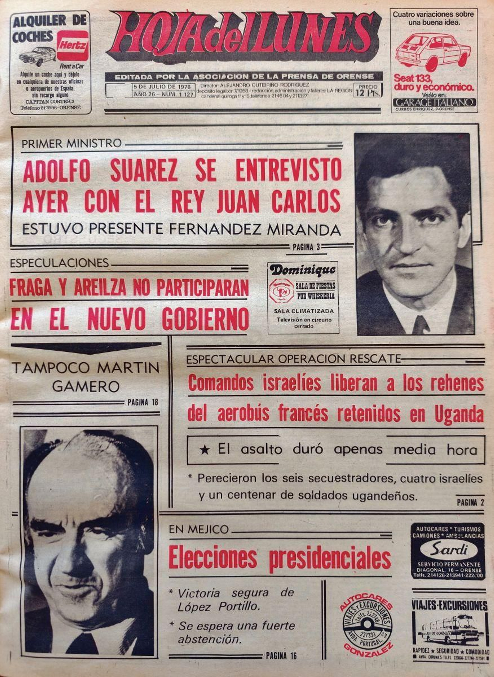 Los titulares de La Región del 5 de julio de 1976