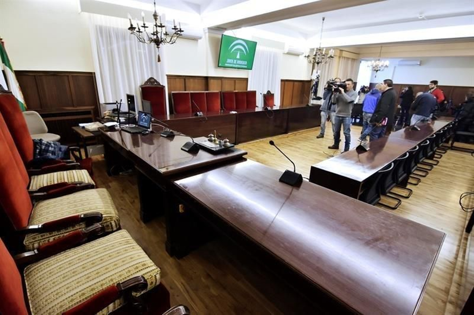 Vista de la sala de la Audiencia de Sevilla donde se juzgará la macrocausa de los ERE