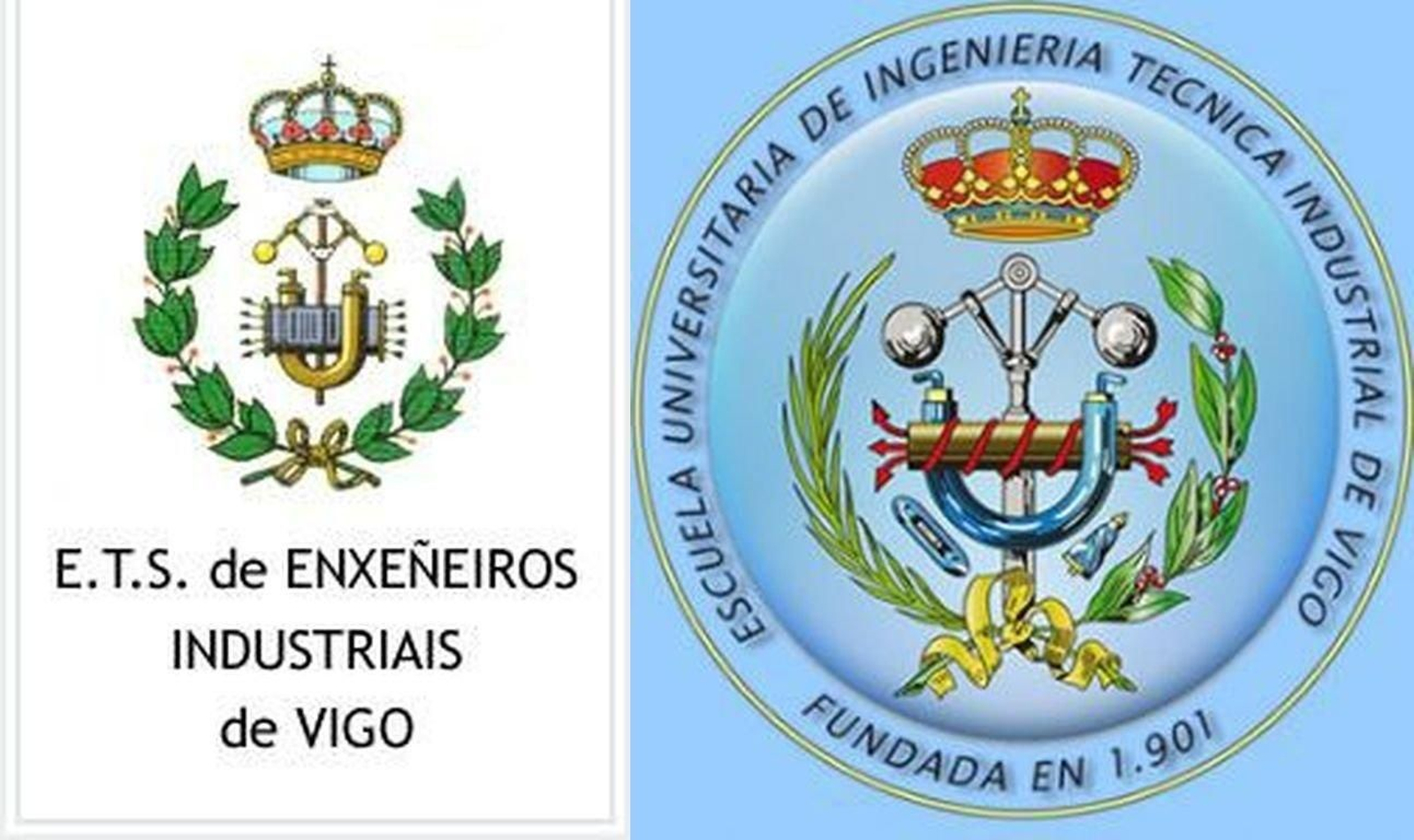 A la izquierda el escudo de Industriales y al lado Peritos,