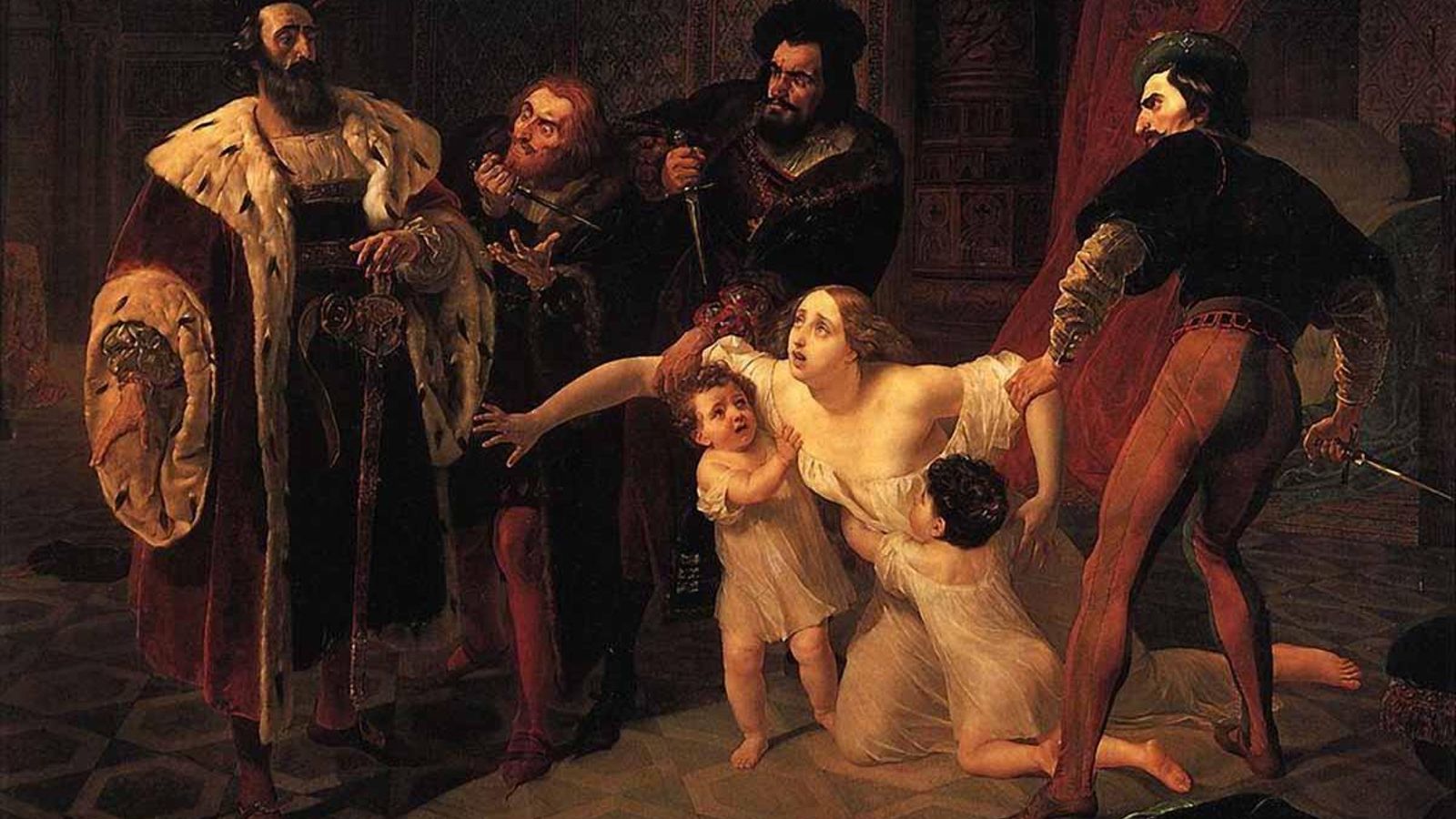 Pintura que representa los instantes previos al asesinato de Inés de Castro 