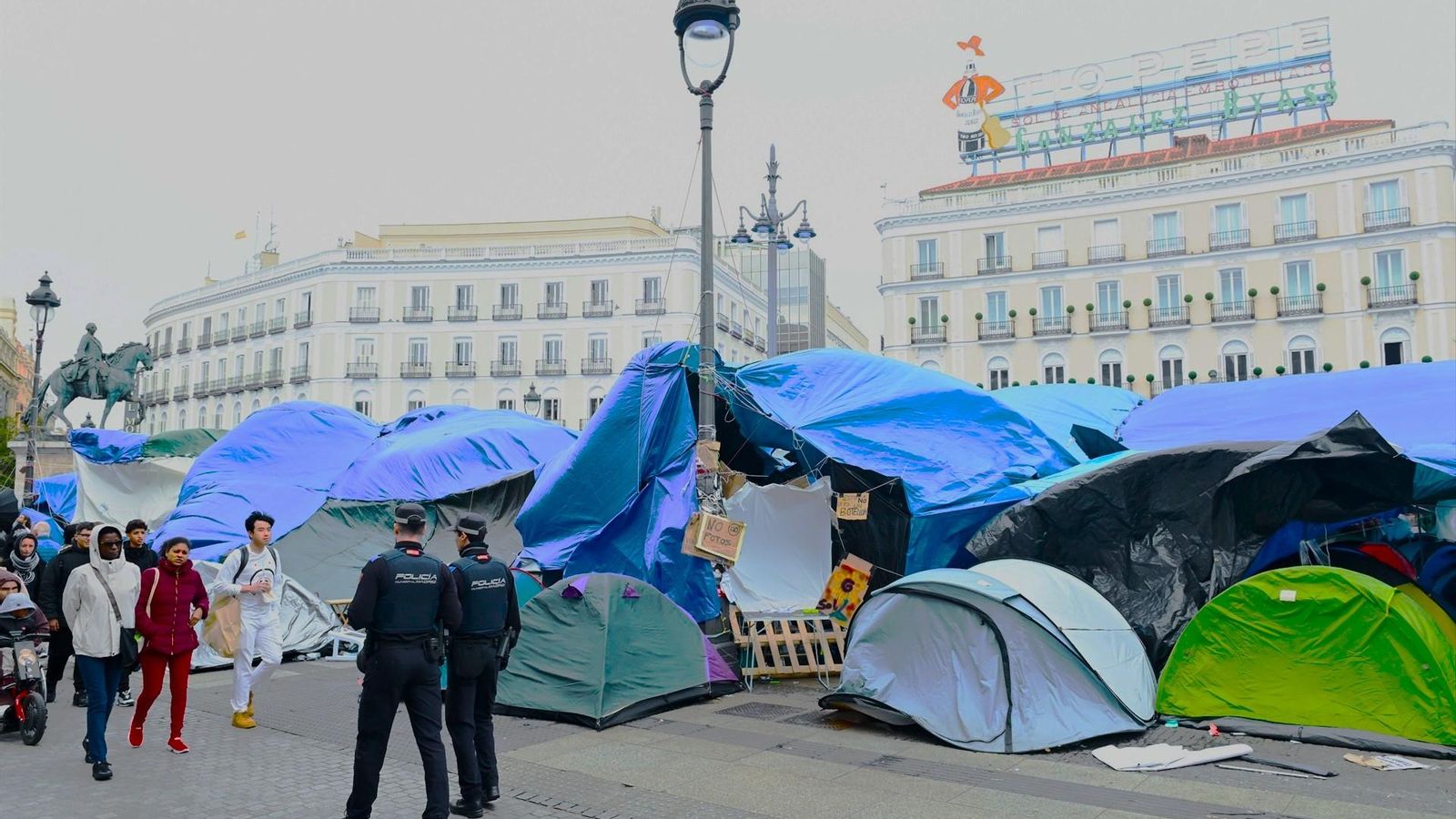 Acampada en la Puerta del Sol, en Madrid
