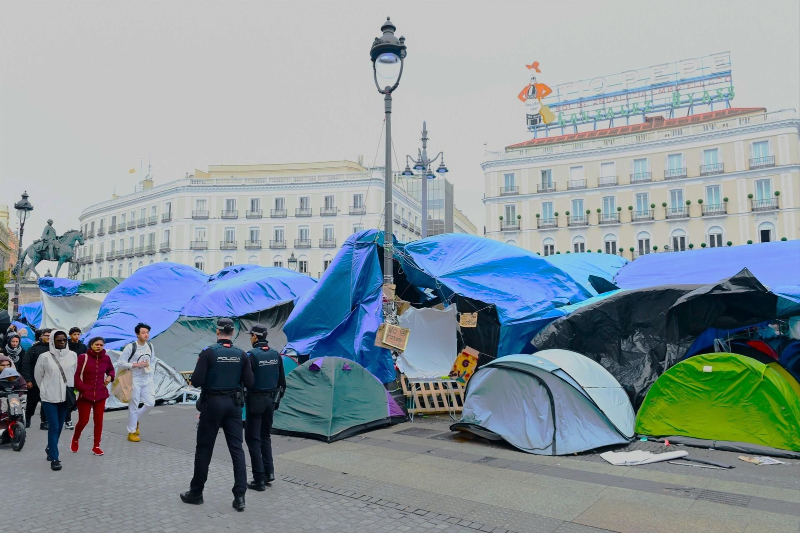 Acampada en la Puerta del Sol, en Madrid