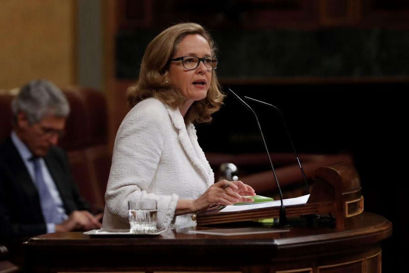 Nadia Calviño, durante una comparecencia en el Congreso de los Diputados.