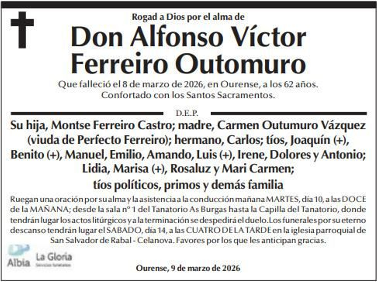 Esquela en La Región