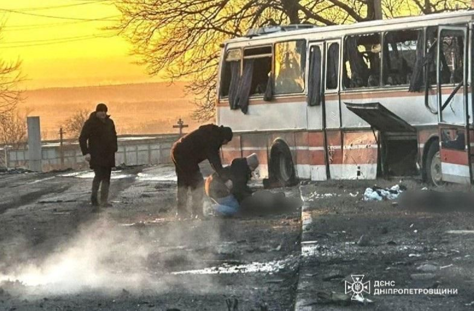 Ataque ruso contra un autobús de mineros