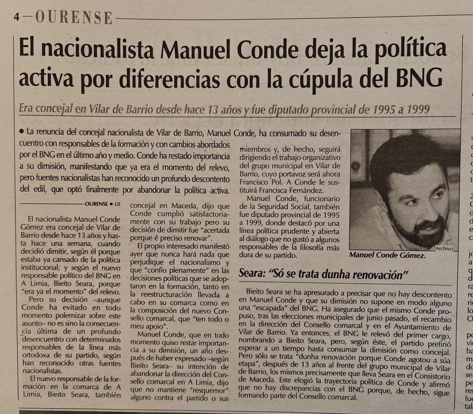 Artículo del 9 de julio del 2000 escaneado del periódico La Región