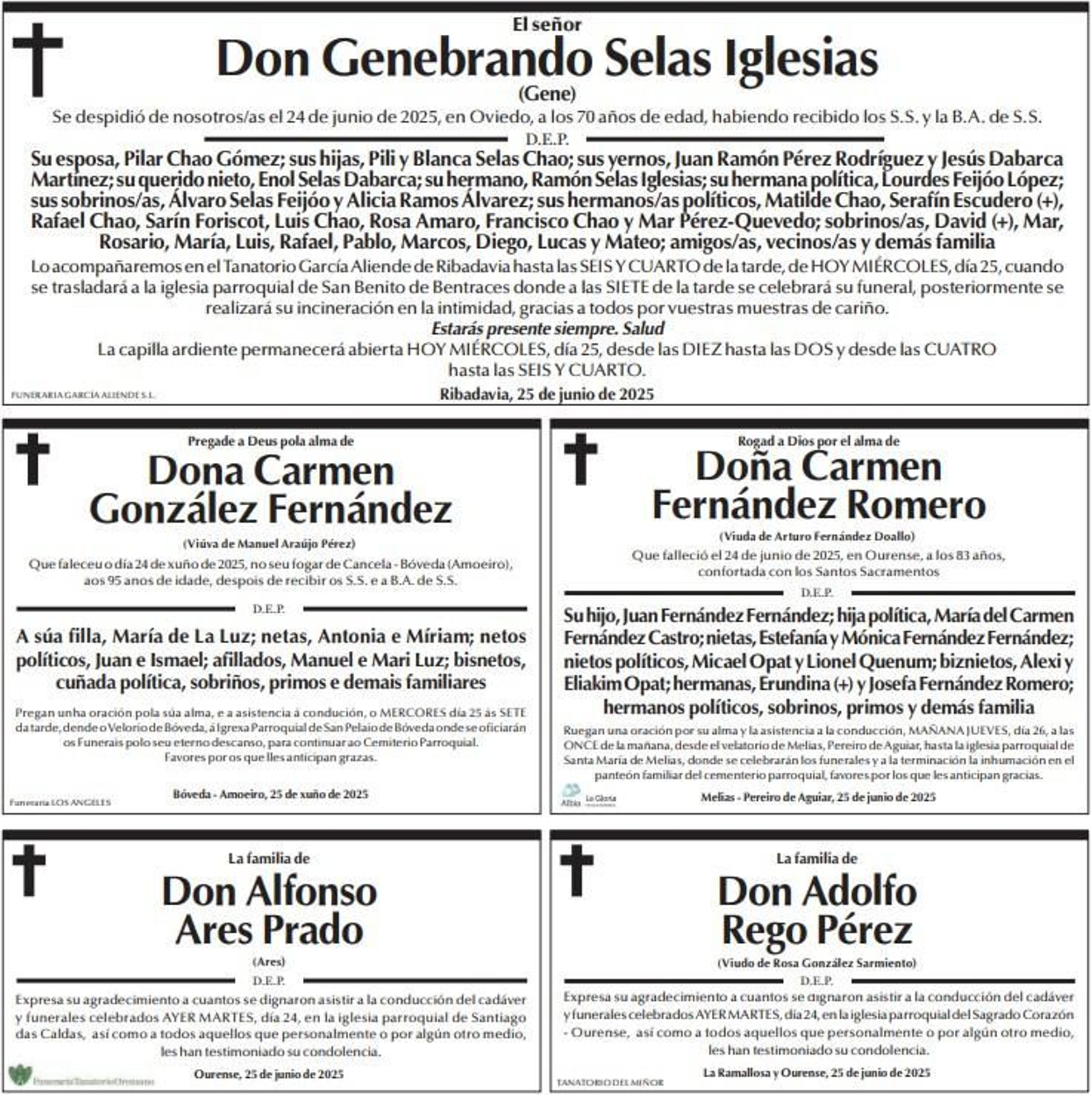 Las despedidas de este miércoles