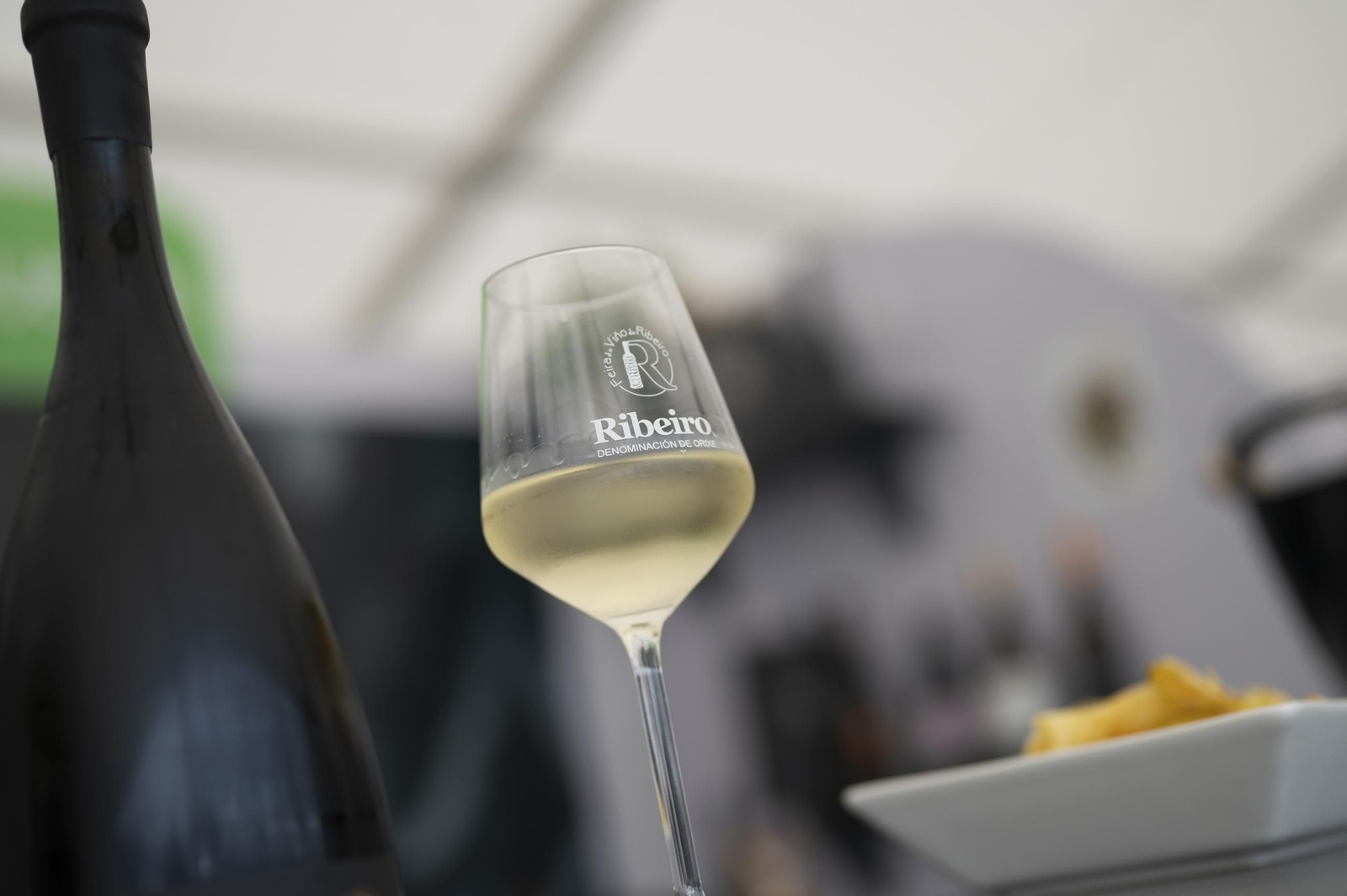 Ambiente festivo, brindis y degustaciones en el recinto de la Alameda de Ribadavia durante la celebración de la 63ª Feira do Viño do Ribeiro