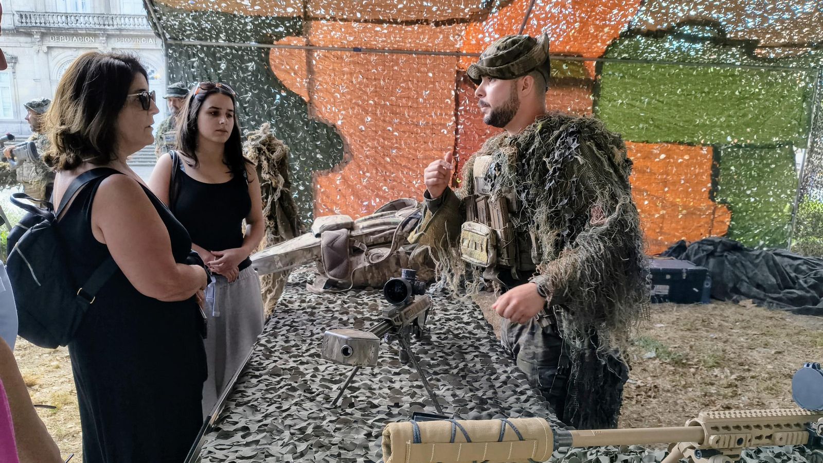 El camuflaje Guillie y disparos de precisión fue uno de los campamentos más visitado.