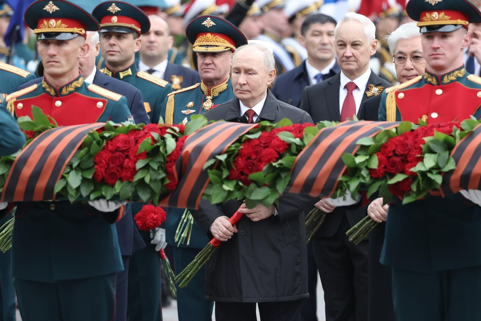 El presidente ruso, Vladimir Putin, durante las celebraciones de hoy en Moscú