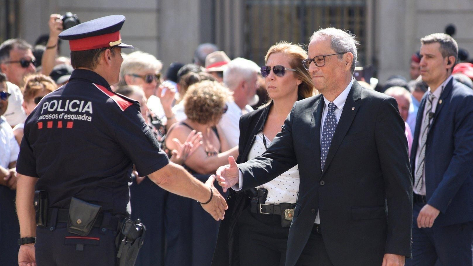 El expresidente de la Generalutat de Cataluña, Quim Torra, a su llegada a la toma de posesión de Salvador Illa como president de la Generalitat. (Foto: EP)