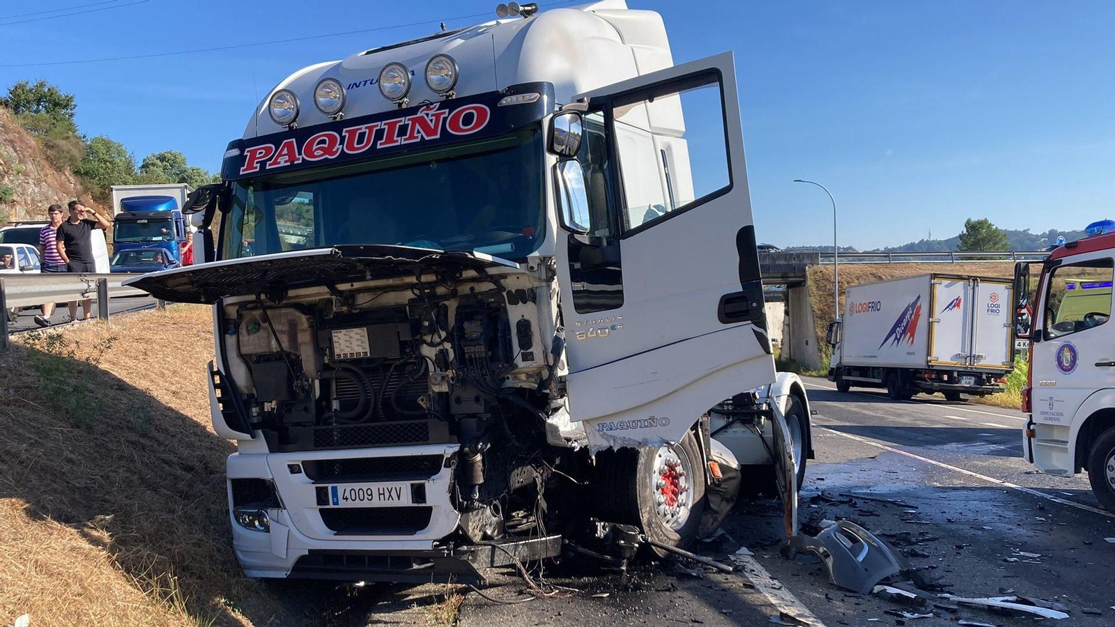 Daños en el camión tras el accidente