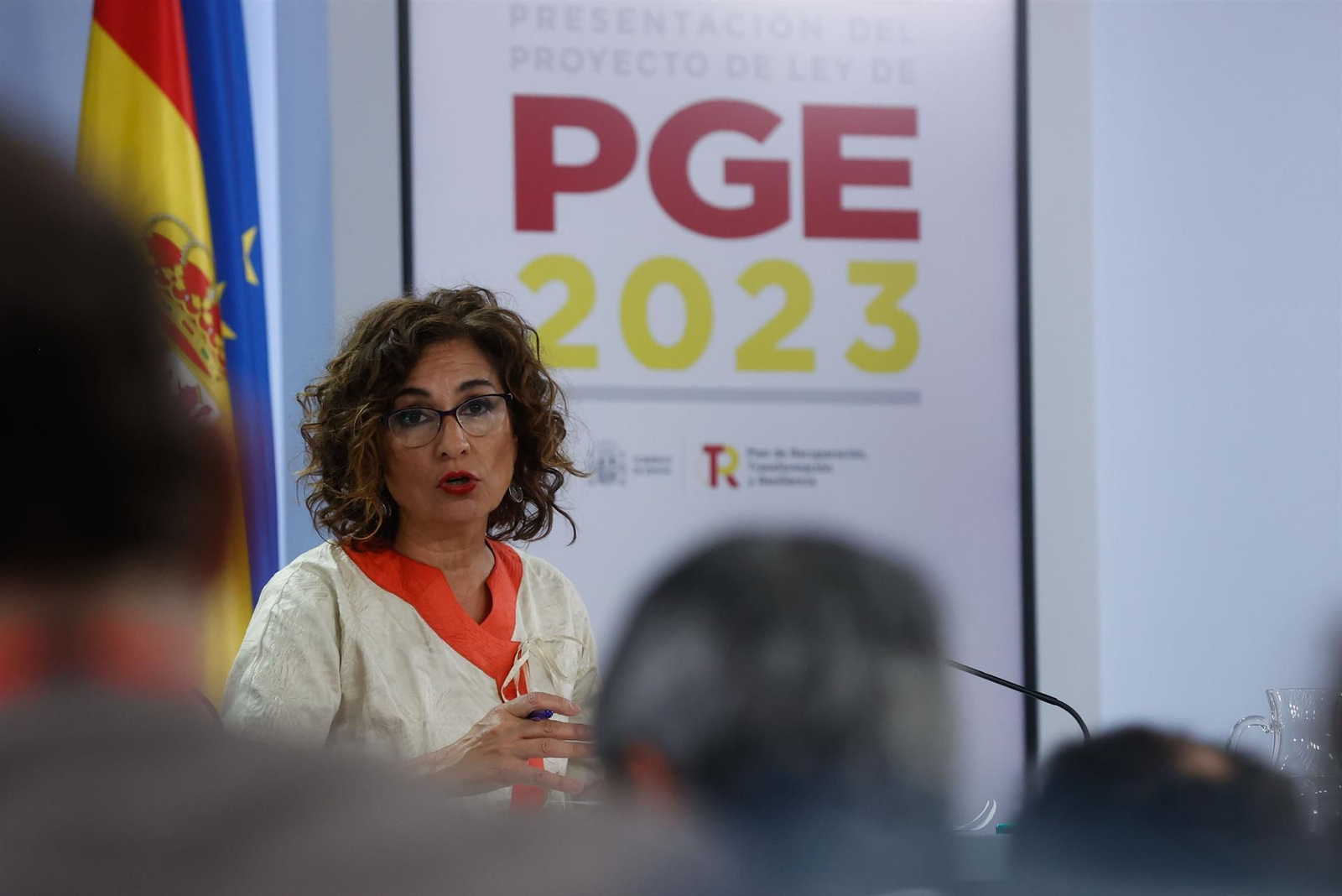 La ministra de Hacienda, María Jesús Montero durante la rueda de prensa tras el Consejo de Ministros de este martes. EFE.