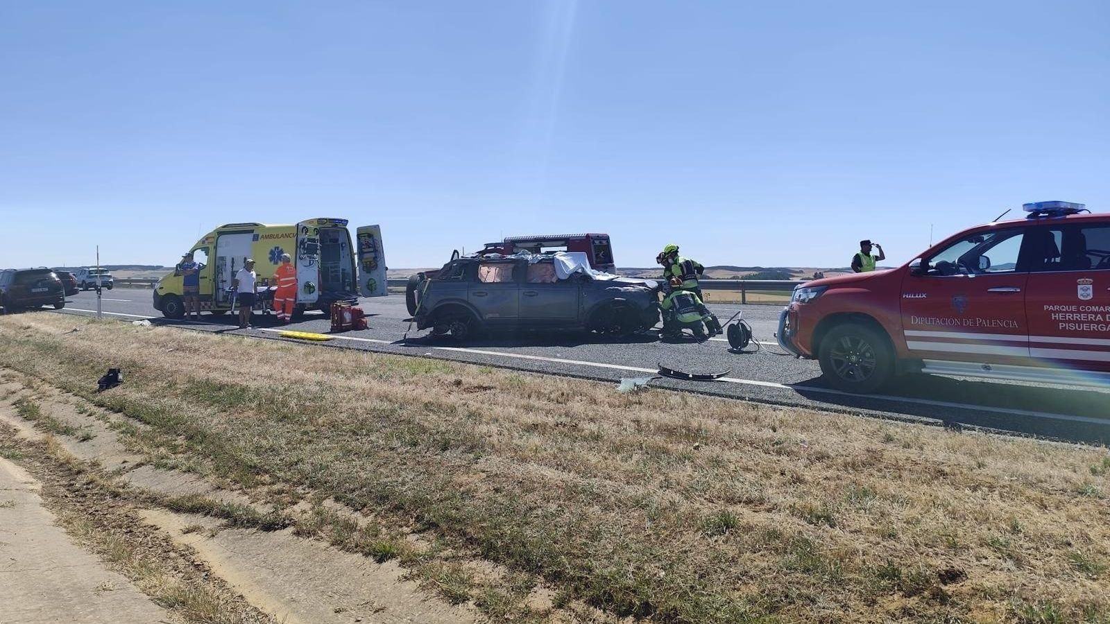 Accidente en la A-67 en Herrera de Pisuerga (Palencia).