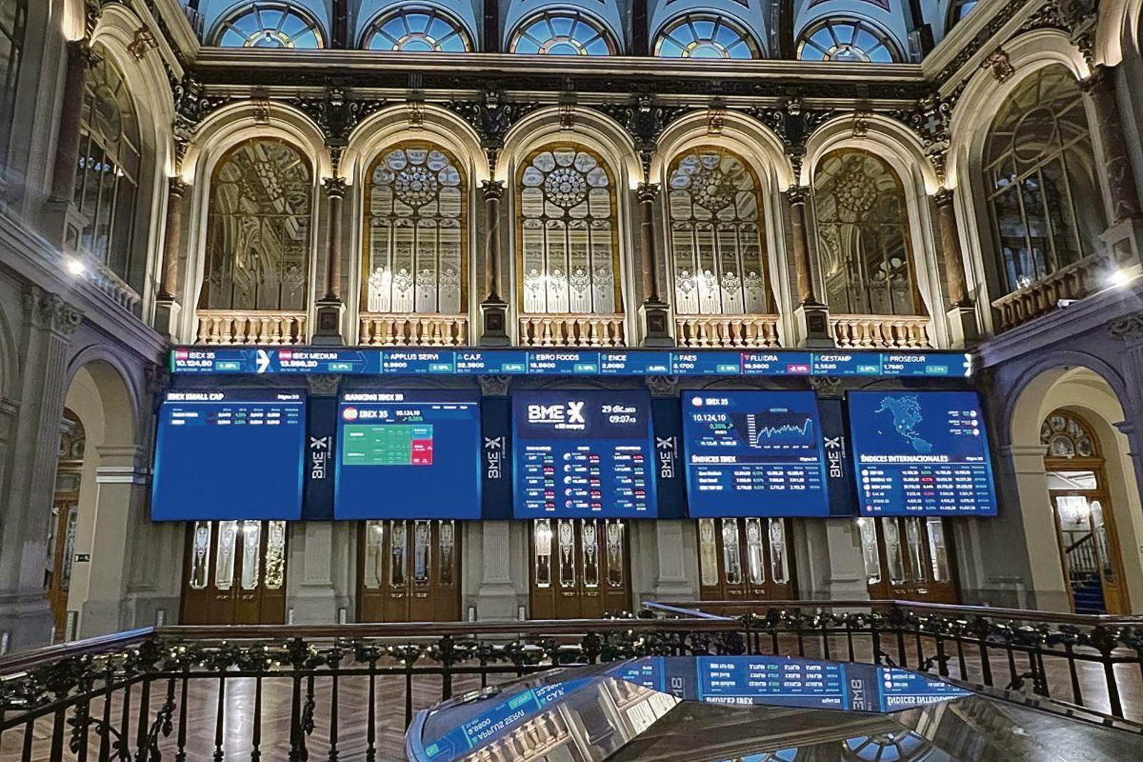 Panel de cotizaciones en la Bolsa.