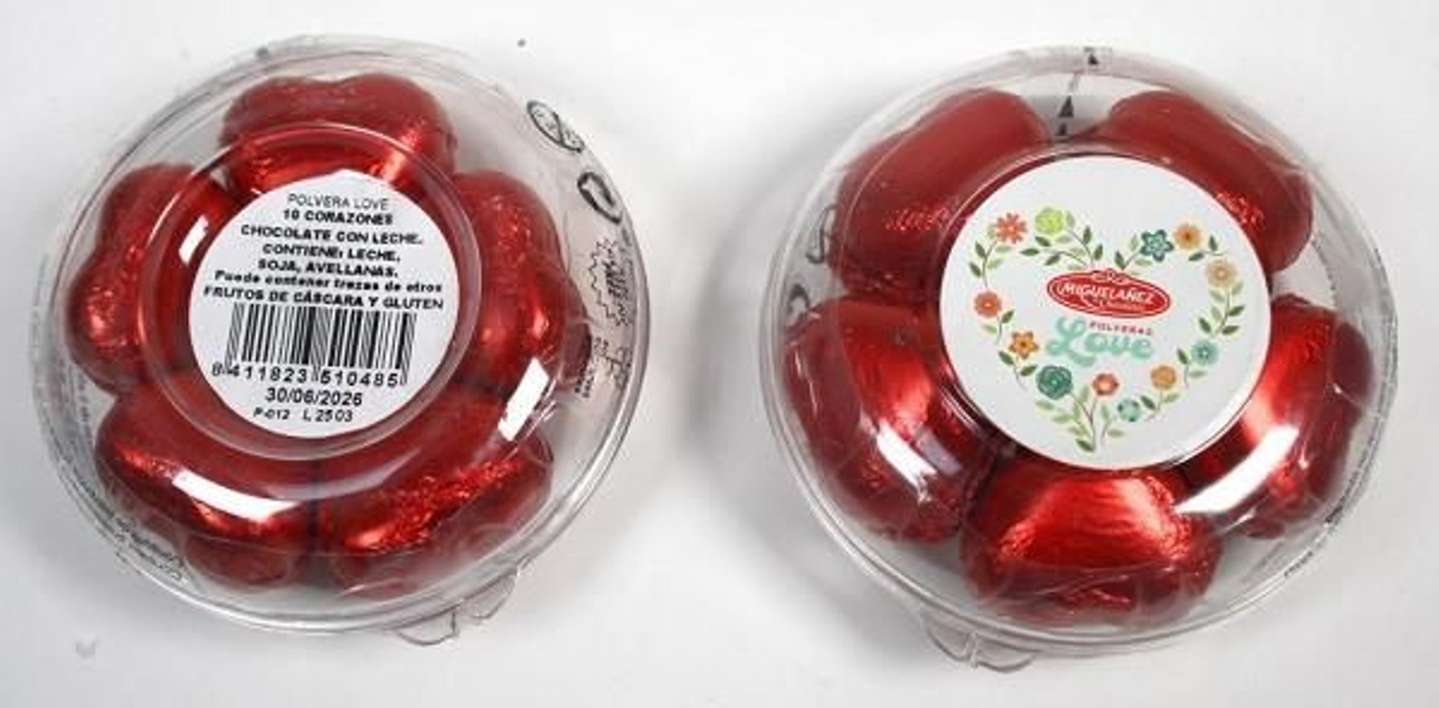 Chocolatinas con presencia de gluten