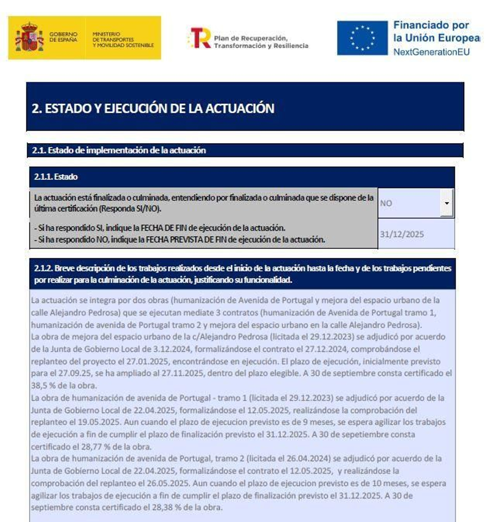 Declaración responsable ante el Ministerio.