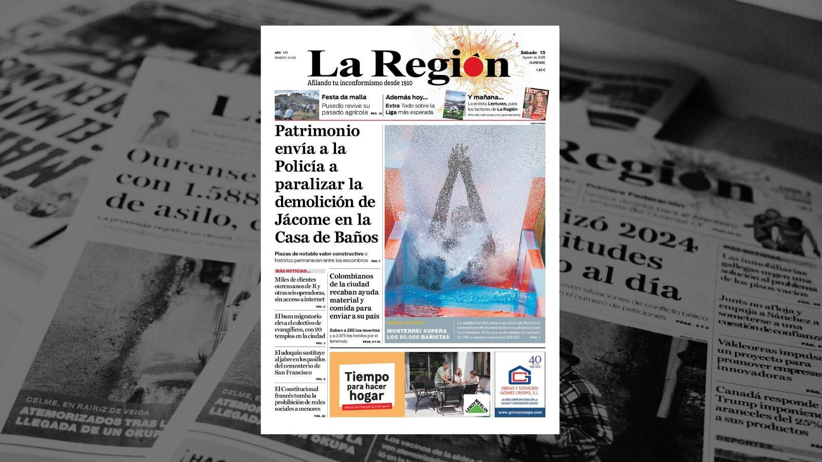 Los titulares de La Región de este 15 de agosto