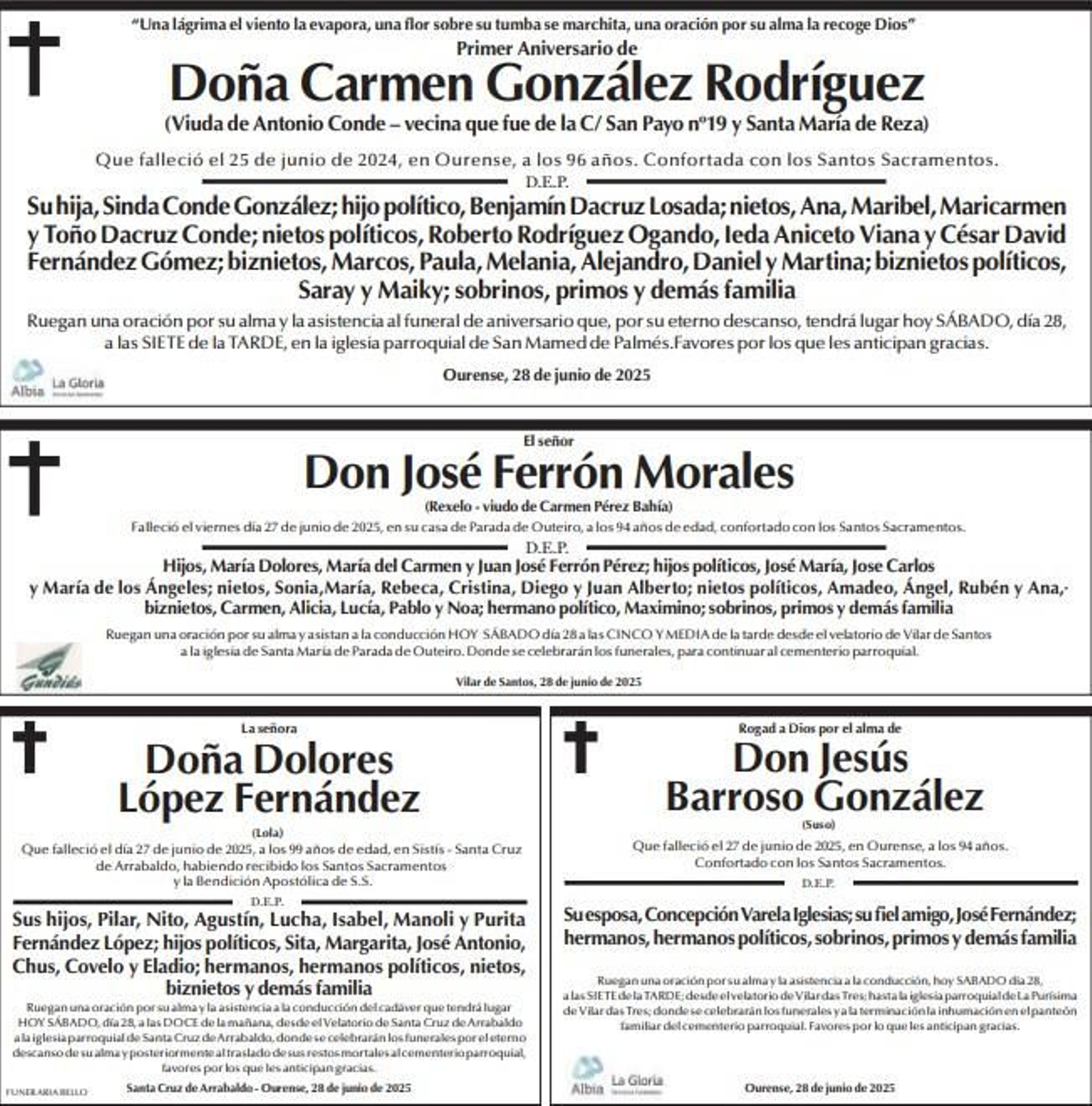 Las despedidas de este sábado