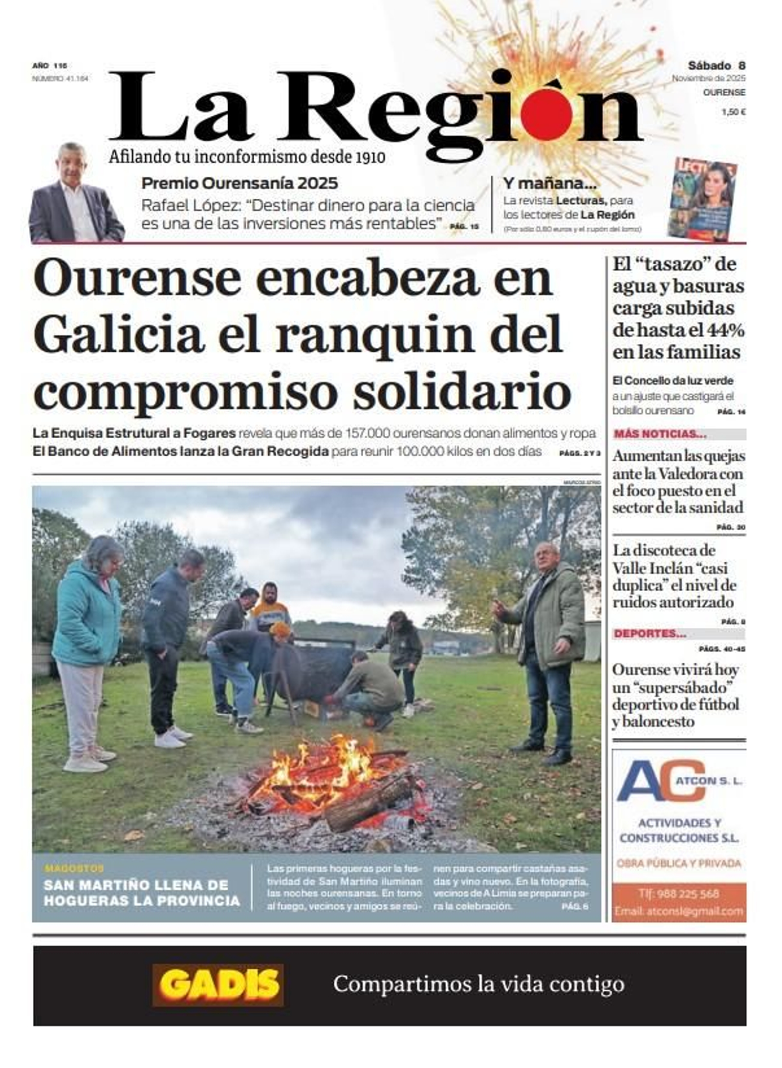 La portada de La Región este sábado, 8 de noviembre