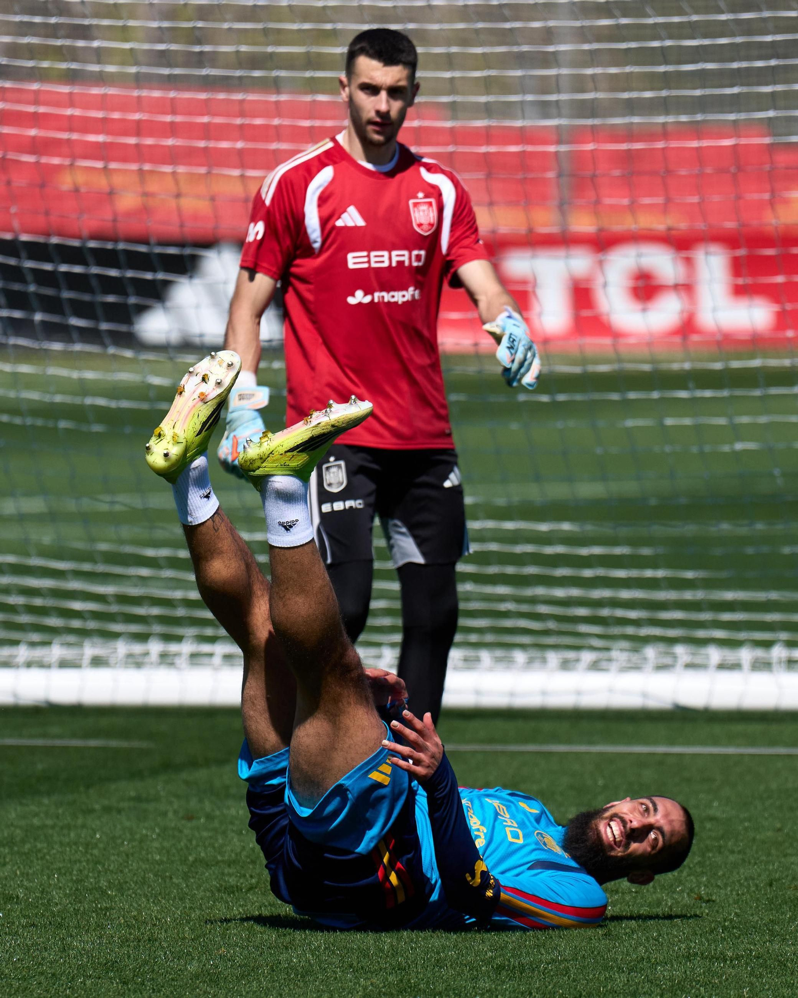 El céltico Borja Iglesias, ayer, en el entrenamiento de La Roja.