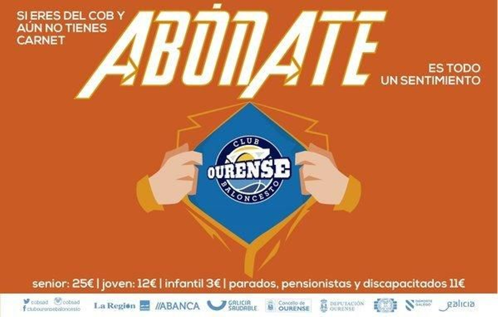 El eslogan del equipo ourensano para los precios de los abonos.