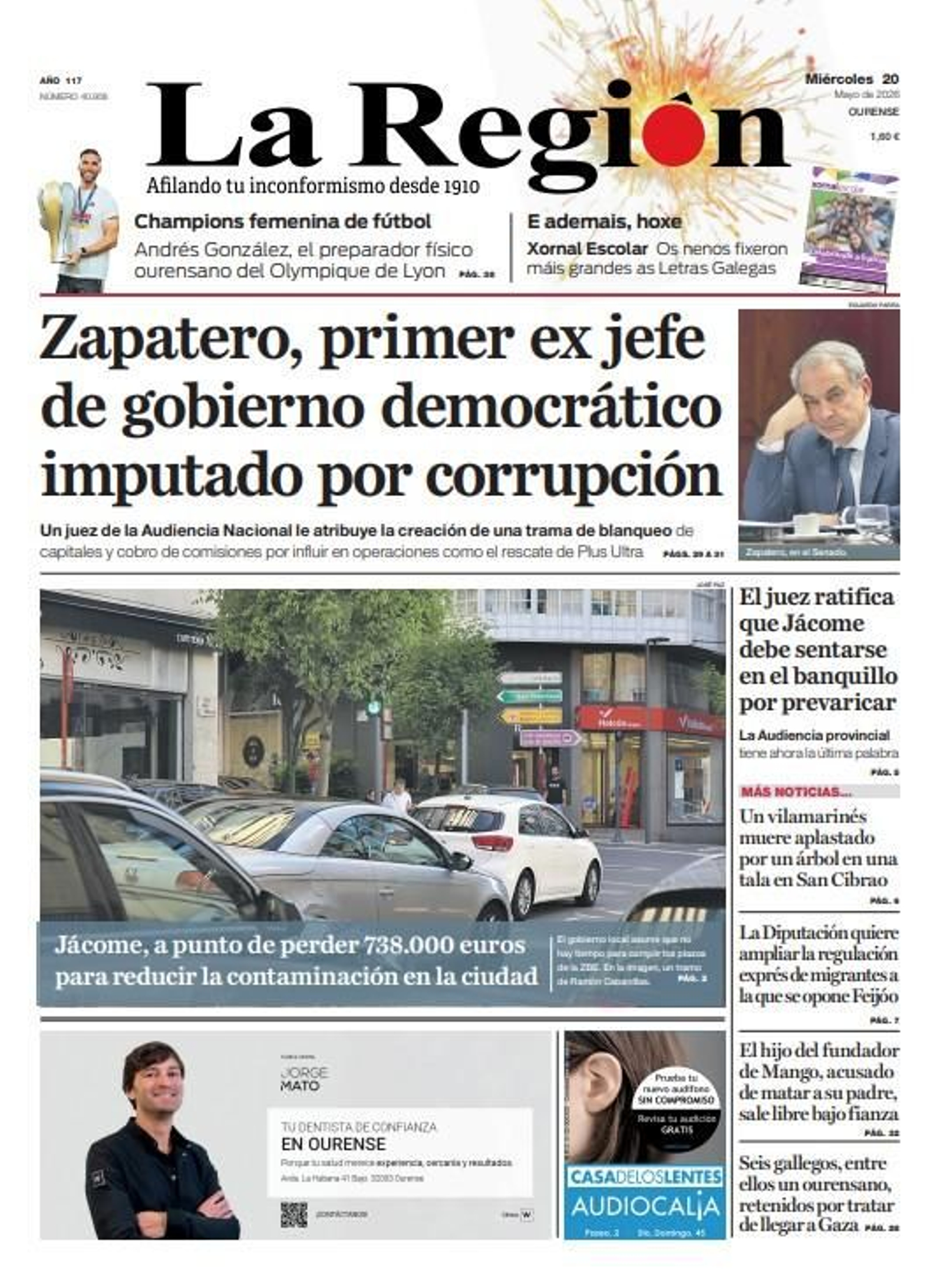 Los titulares de La Región de este miércoles, 20 de mayo