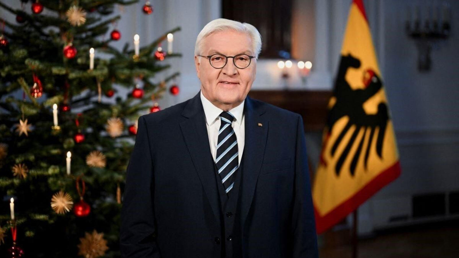 El presidente de Alemania, Frank-Walter Steinmeier, durante su discurso de Navidad en el Palacio de Bellevue