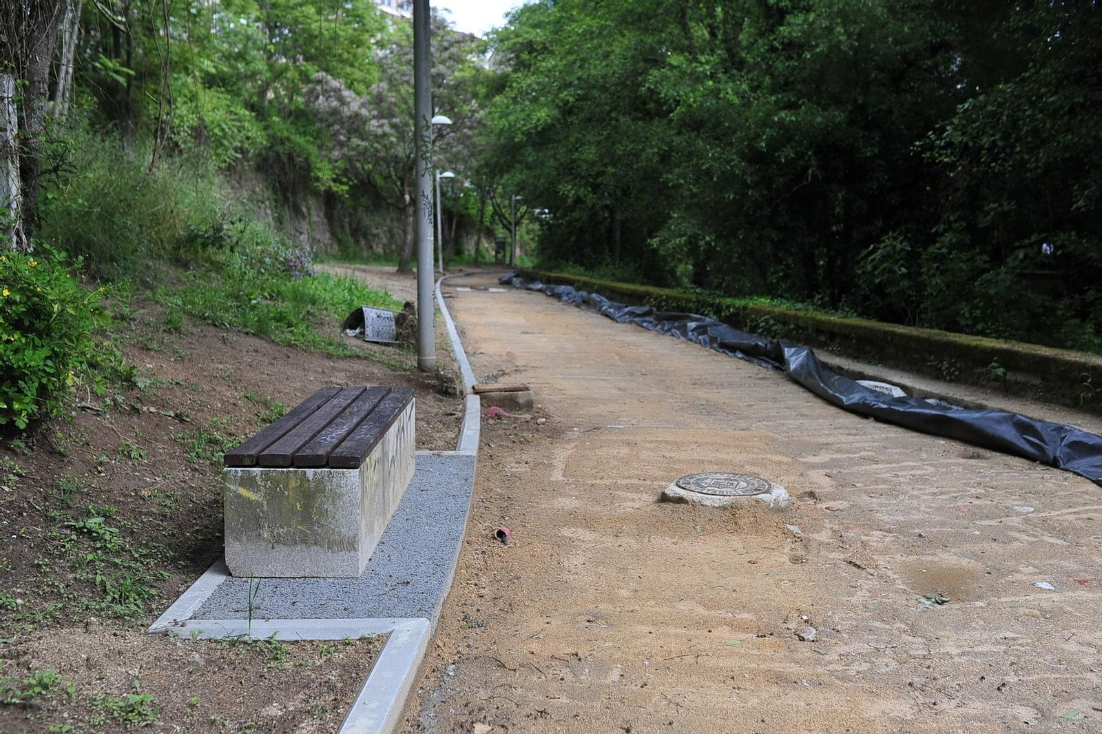 Zona del Polvorín en obras por la macro senda.