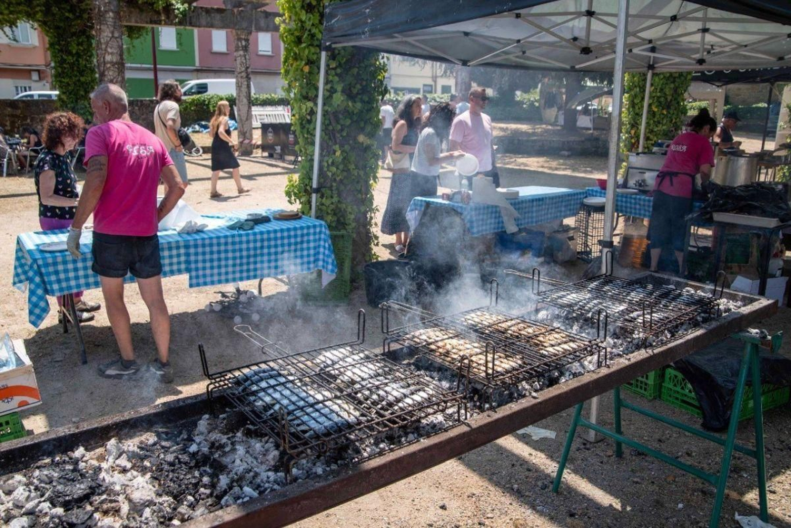 Las sardinas asadas fueron las grandes protagonistas de la fiesta vecinal celebrada ayer en el Parque da Riouxa.
