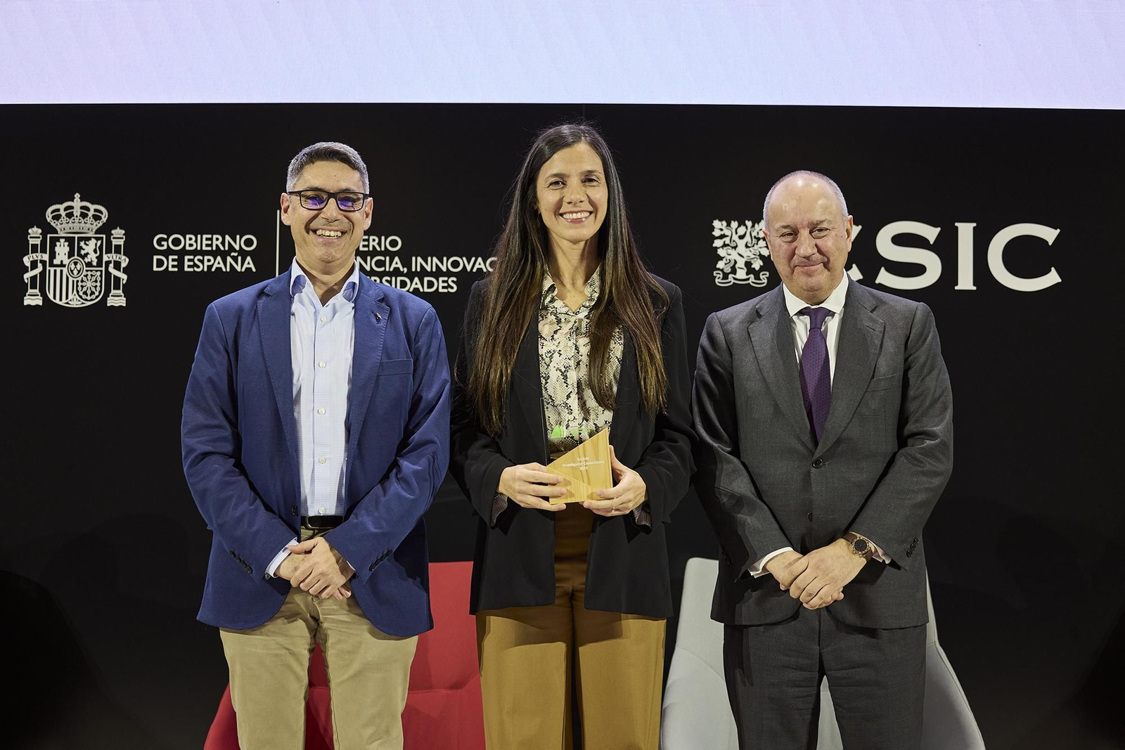 José María Martell, vicepresidente de Investigación Científica e Técnica do CSIC; Lucía Victoria Cassani e Antonio Delgado, CEO de Natac