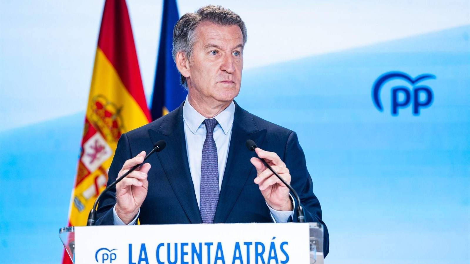 El presidente del Partido Popular, Alberto Núñez Feijóo, comparece ante los medios para hacer balance del curso político.