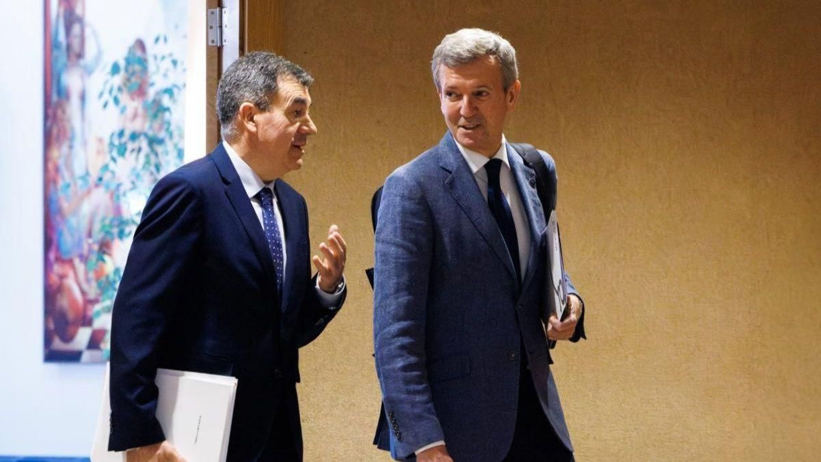 Román Rodríguez y Alfonso Rueda, ayer en San Caetano.