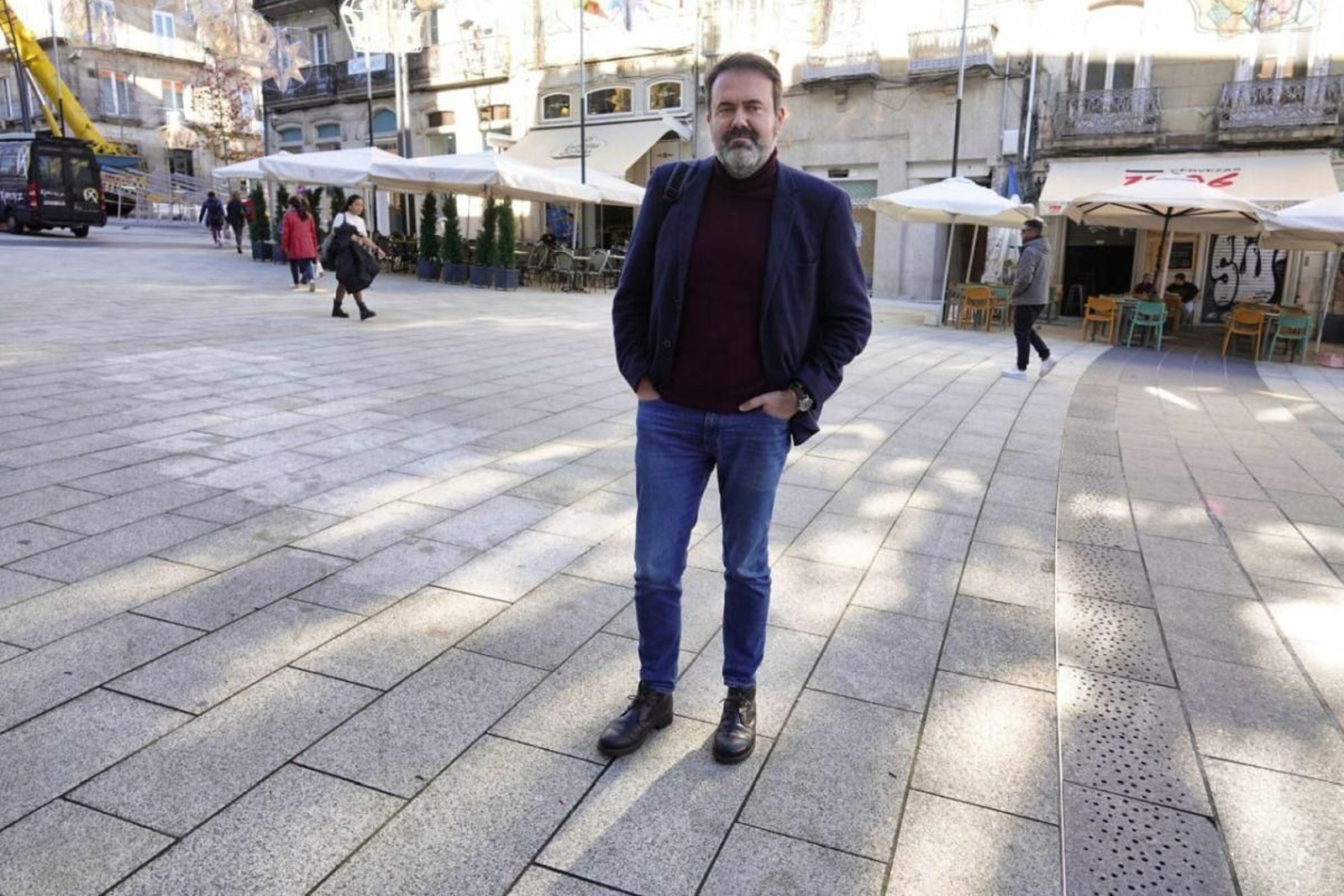 Rubén Pérez, ayer en la plaza de la Constitución.