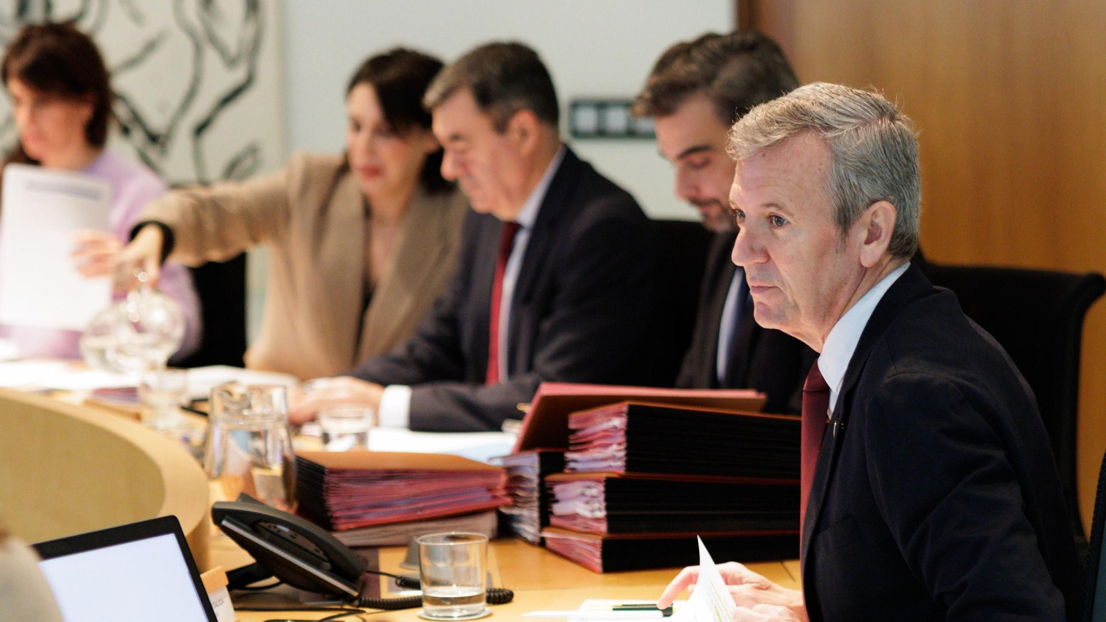 Alfonso Rueda, en el Consello de la Xunta de este lunes.