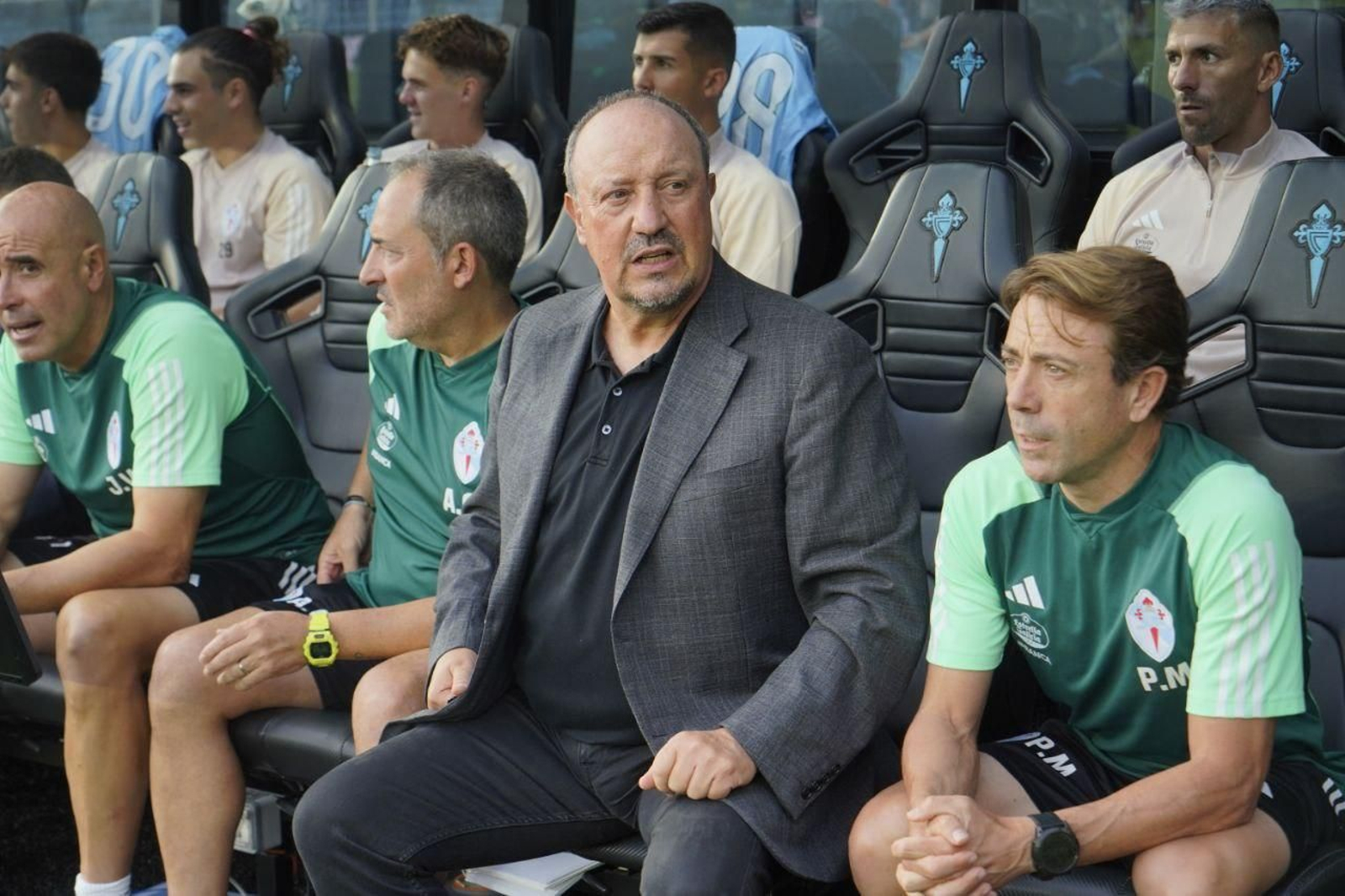 Rafa Benítez en el partido entre el Celta y el Alavés en Balaídos.