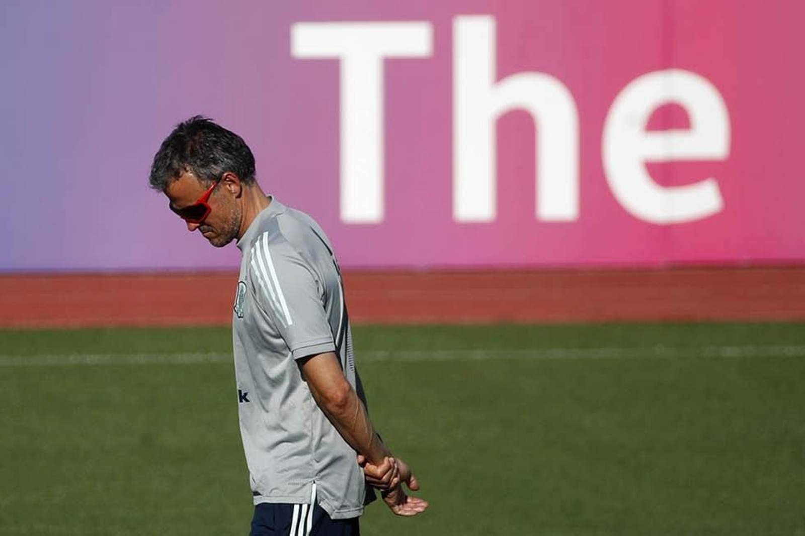 Luis Enrique Martínez, ayer, el entrenamiento de la selección española en Las Rozas.