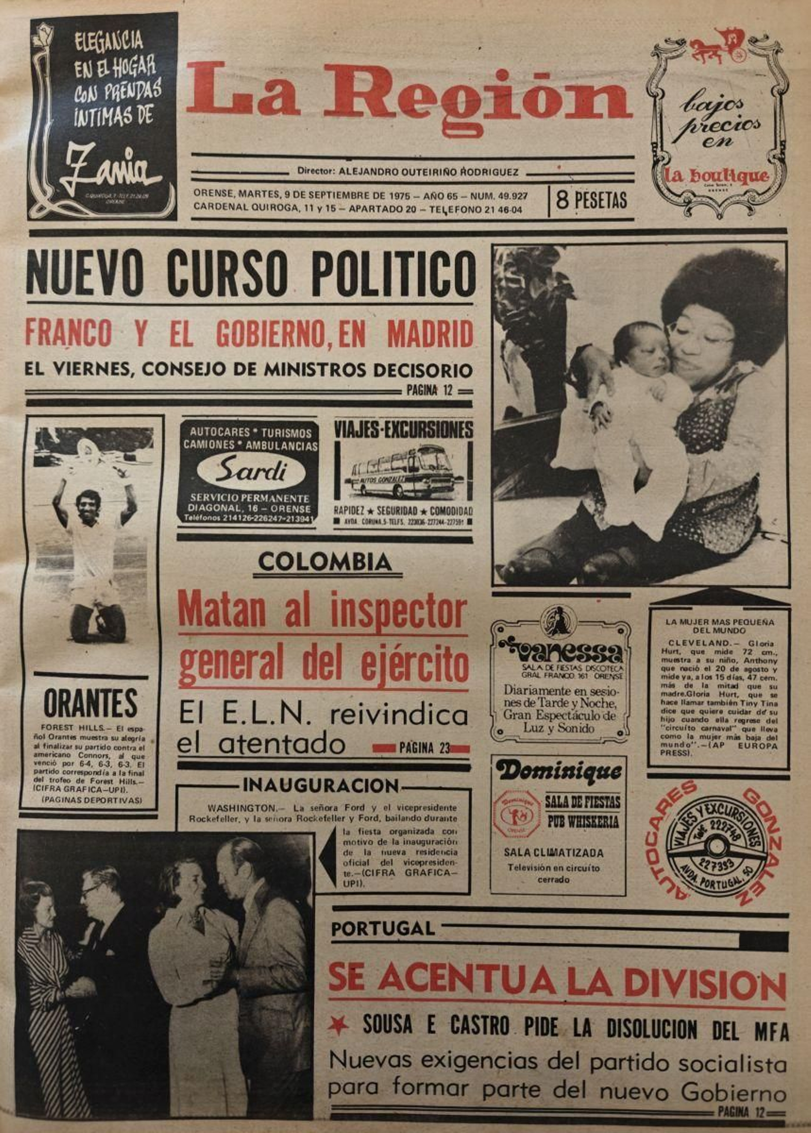 La portada de La Región de 1975