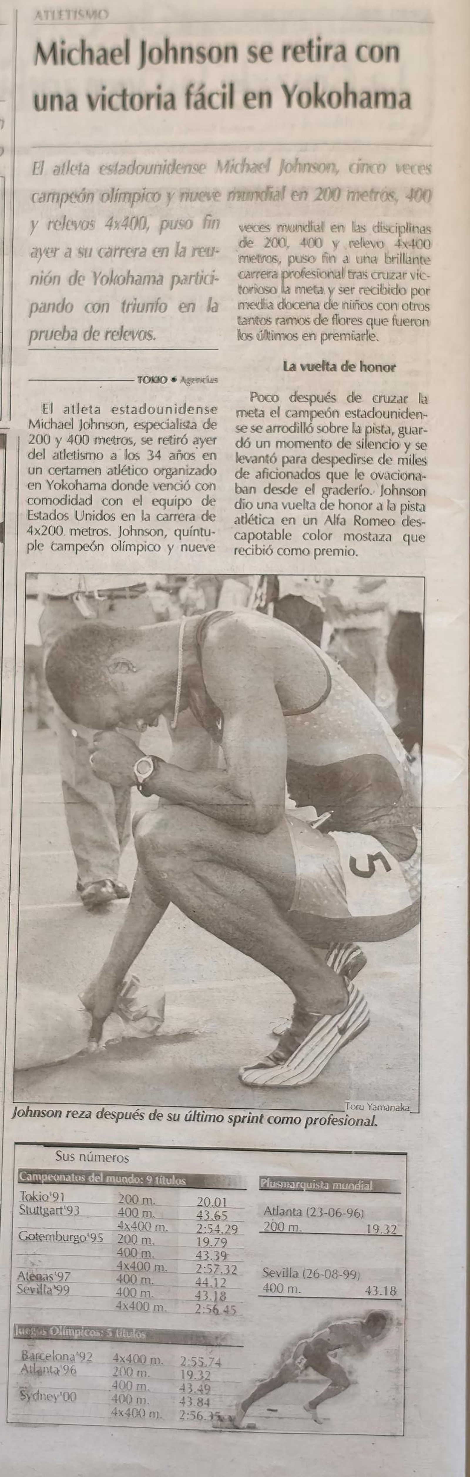 El atleta estadounidense Michael Johnson pone fin a su carrera a los 34 años