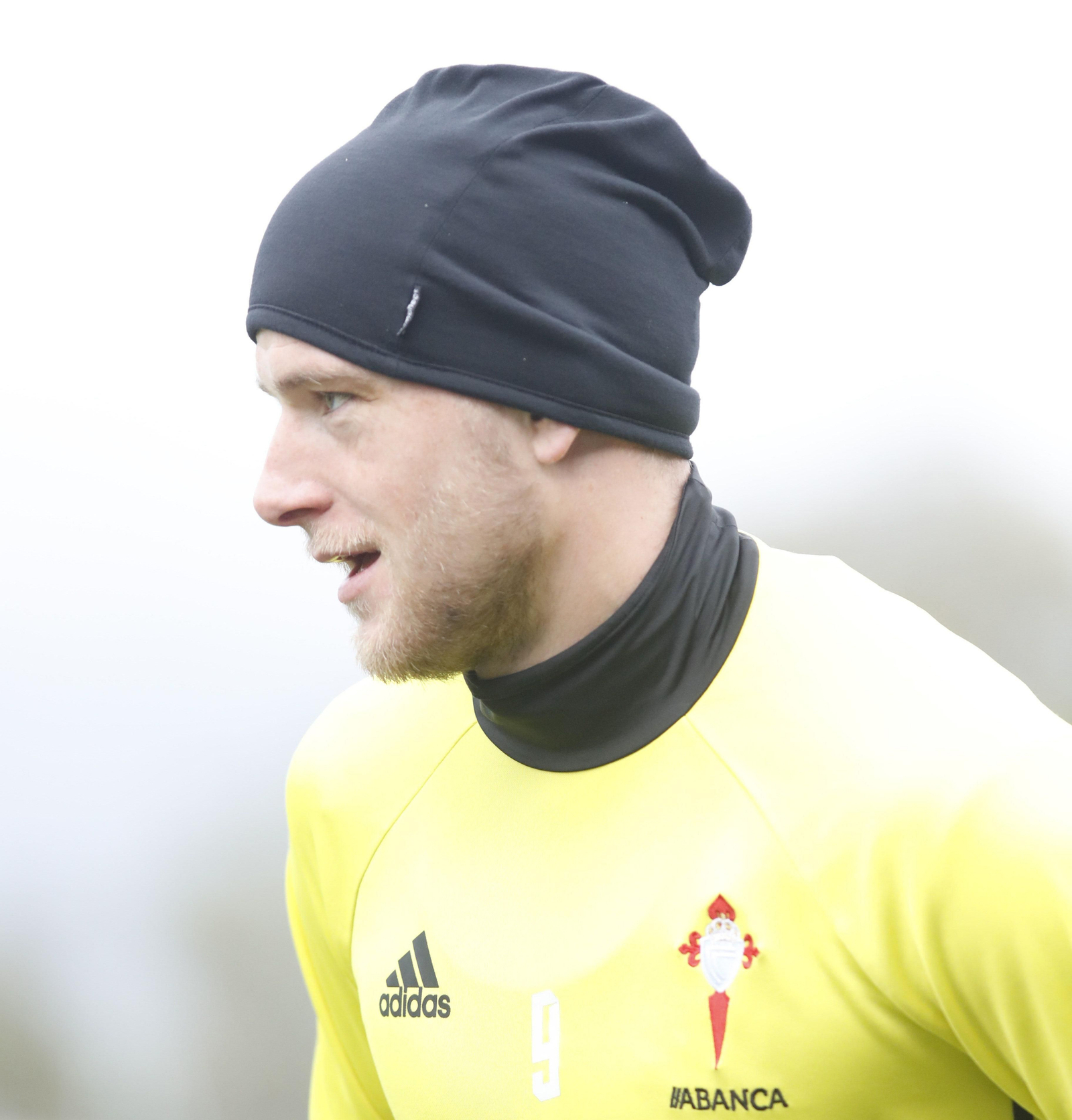 John Guidetti, durante el entrenamiento de ayer en A Madroa.