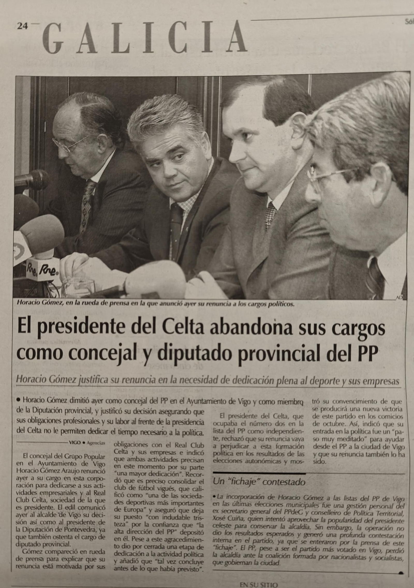 Horacio Gómez deja la política.