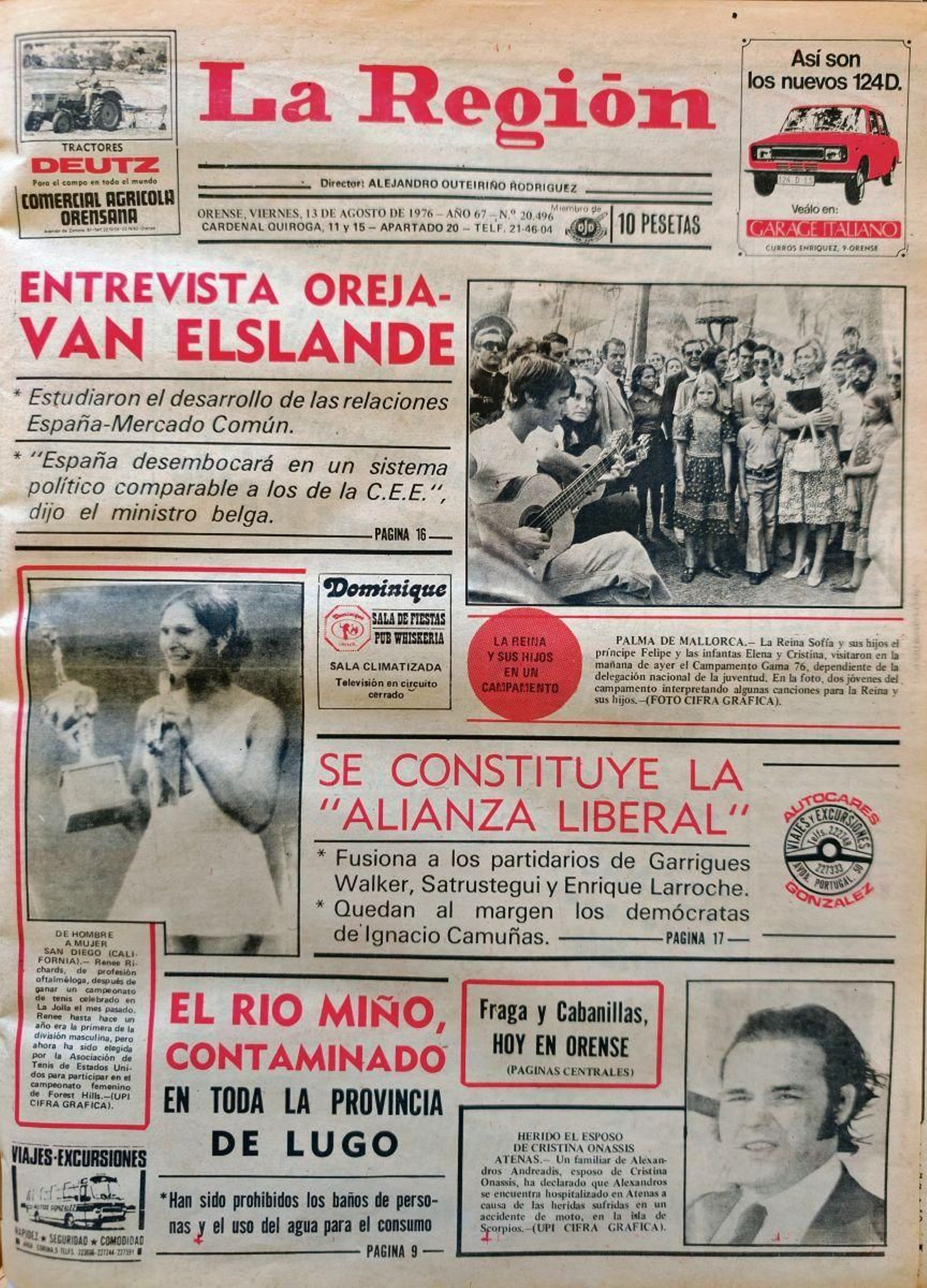 Primera página del 13 de agosto de 1976.