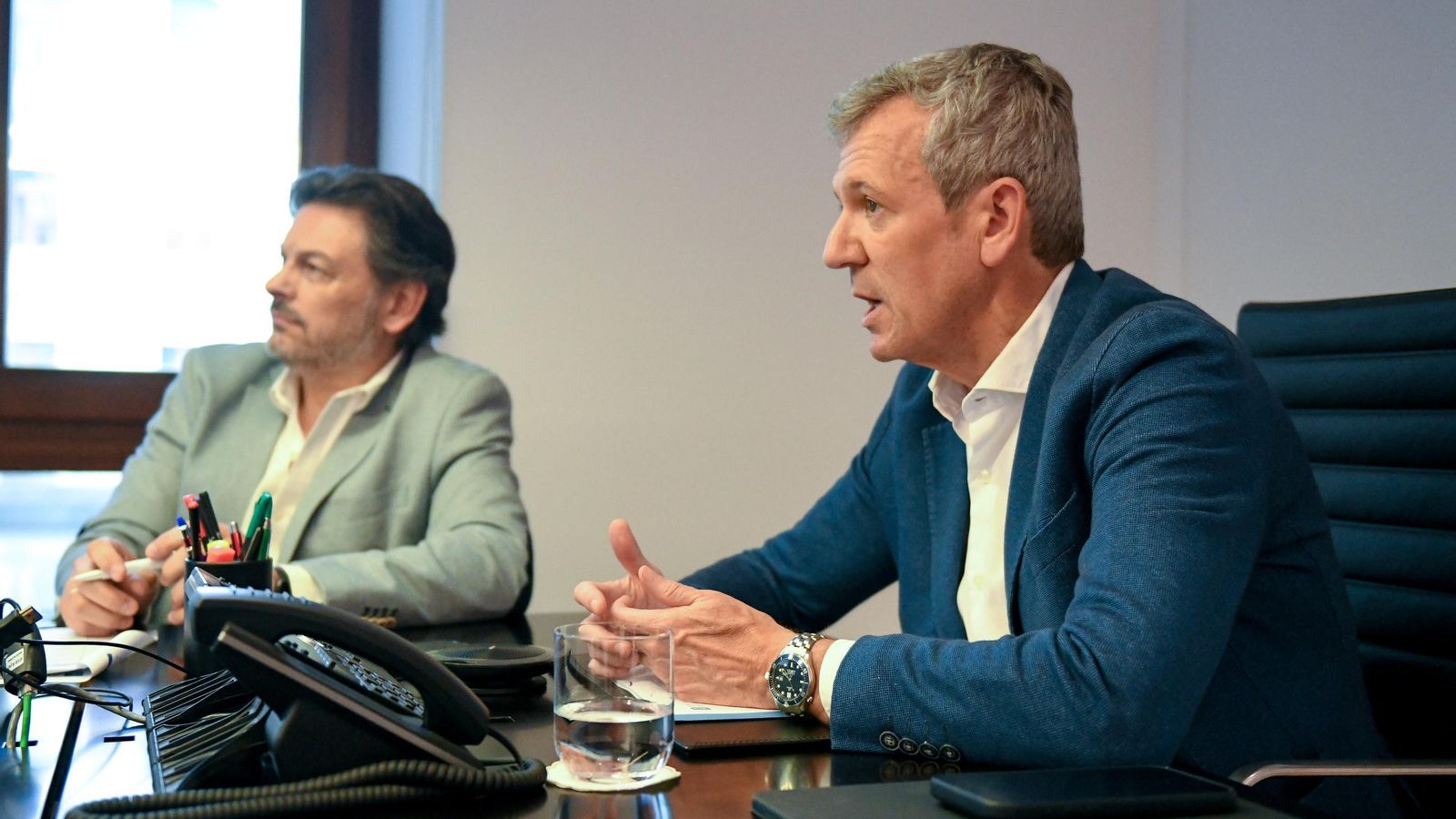 Rueda y Miranda durnte el encuentro con los centros gallegos