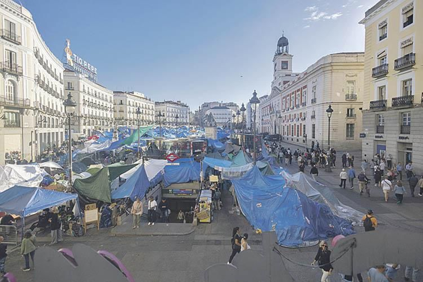 Acampada en la Puerta del Sol en Madrid.